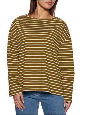 People Tree - Striped Brown and White Long Sleeve Women’s Top
